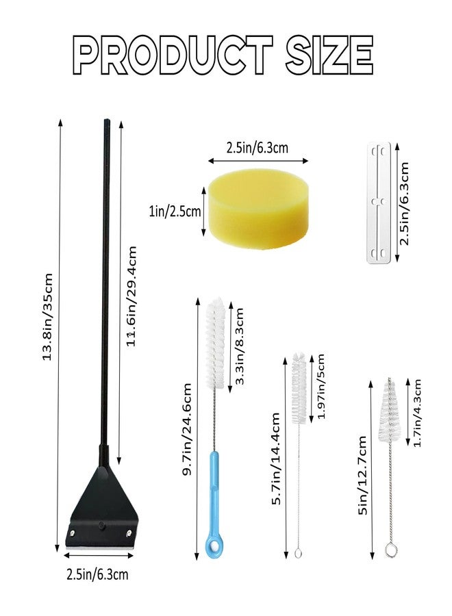 TTFdacai 7 in 1 Aquarium Cleaning Tool Kit Betta Fish Tanks Cleaning Accessories Set Includes Seaweed Scraper with Handle, Sponge Brush, Fishing Net and Pump Brush - Image 2